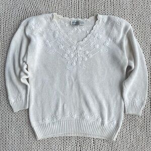 Vintage Embroidered Flower Sweater
